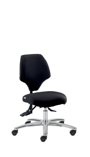 Antistatischer ESD-Stuhl Nuvoletta mit Hybridsitz und umkehrbarer Rückenlehne für ergonomisches Sitzen an EPA-Arbeitsplätzen nach IEC 61340-5-1.