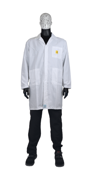 White men's ESD coat, 2/3 length, fabric TH65