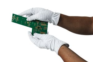 Weiße ESD Handschuhe GL90NM mit Kohlenstofffasern – 10er-Pack