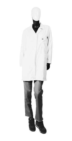 Weißer damen-esd-mantel-2-3_laenge, Material TH65